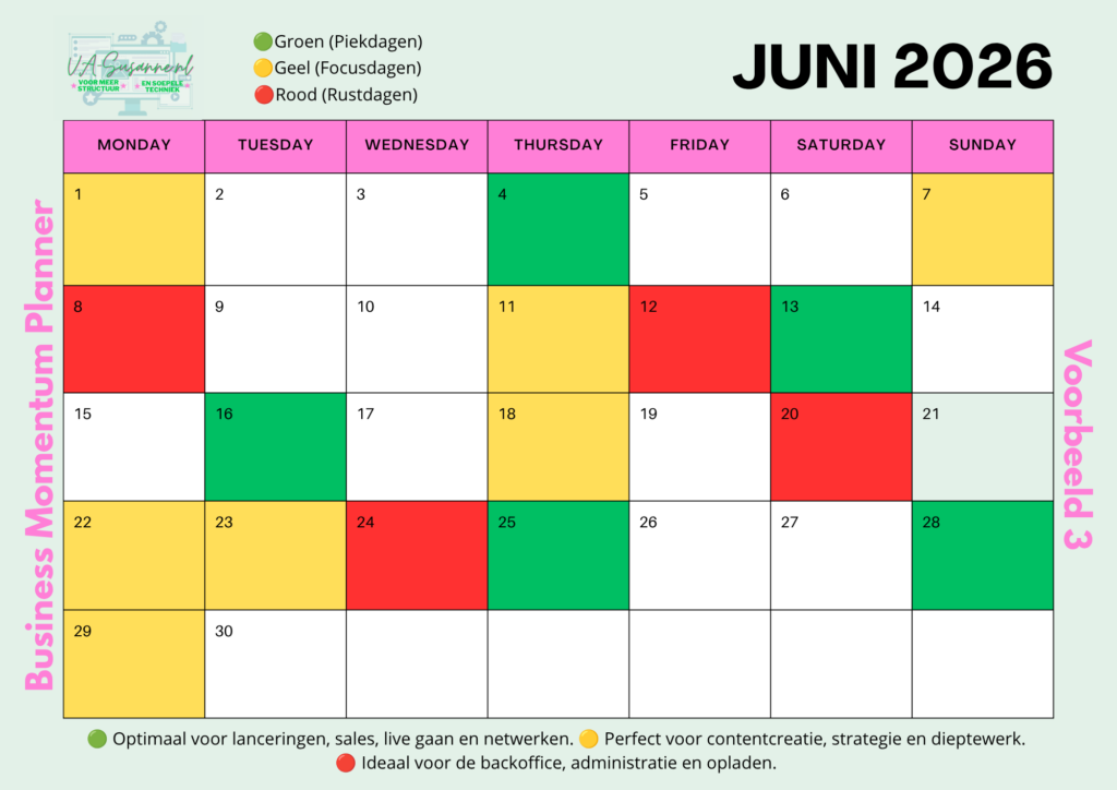 2026 Business Momentum Planner Juni 2026 02 voorbeeld